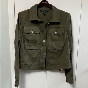 White House Black Market Olive Utility Jean Jacket